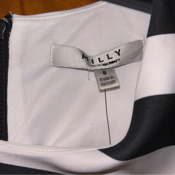 New Milly for Design Nation black white stripe w/lemon Print citrus tank dress 6 - Picture 4 of 4